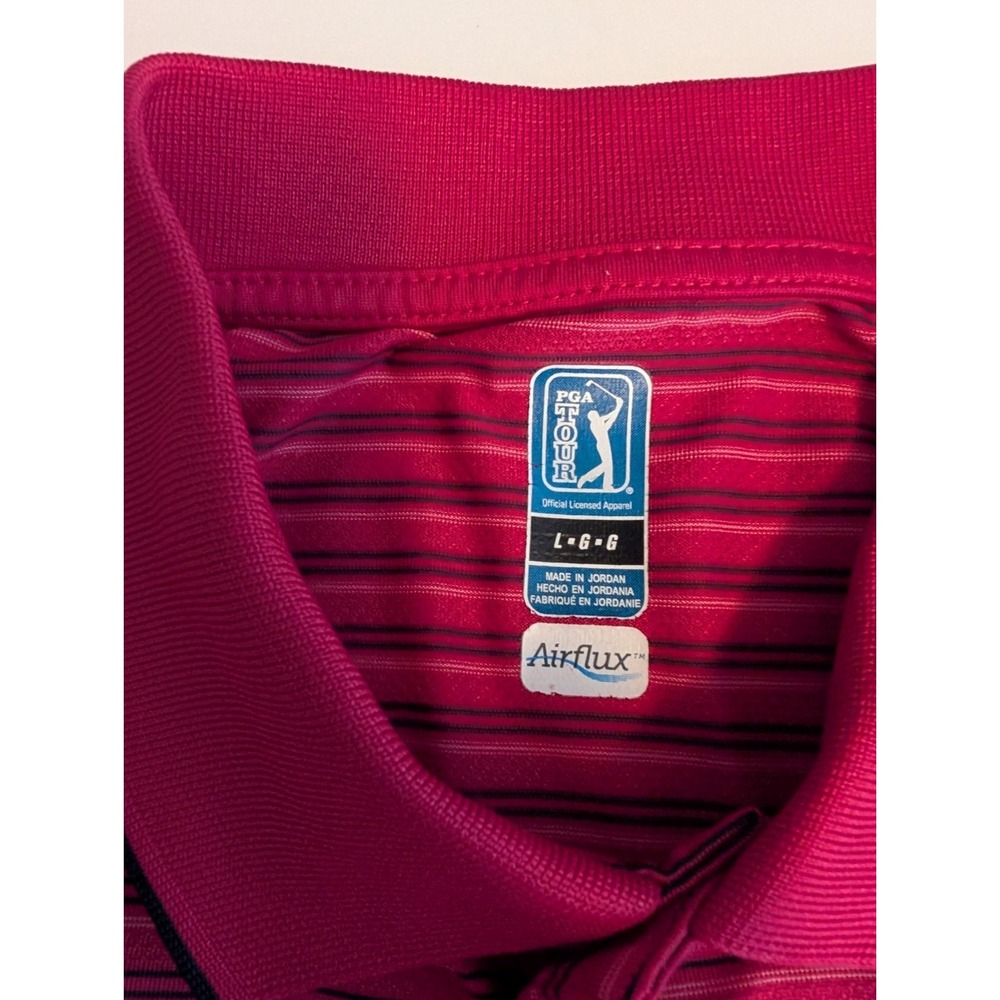Men's  Red Striped PGA Golf Shirt Size L Pre-owned